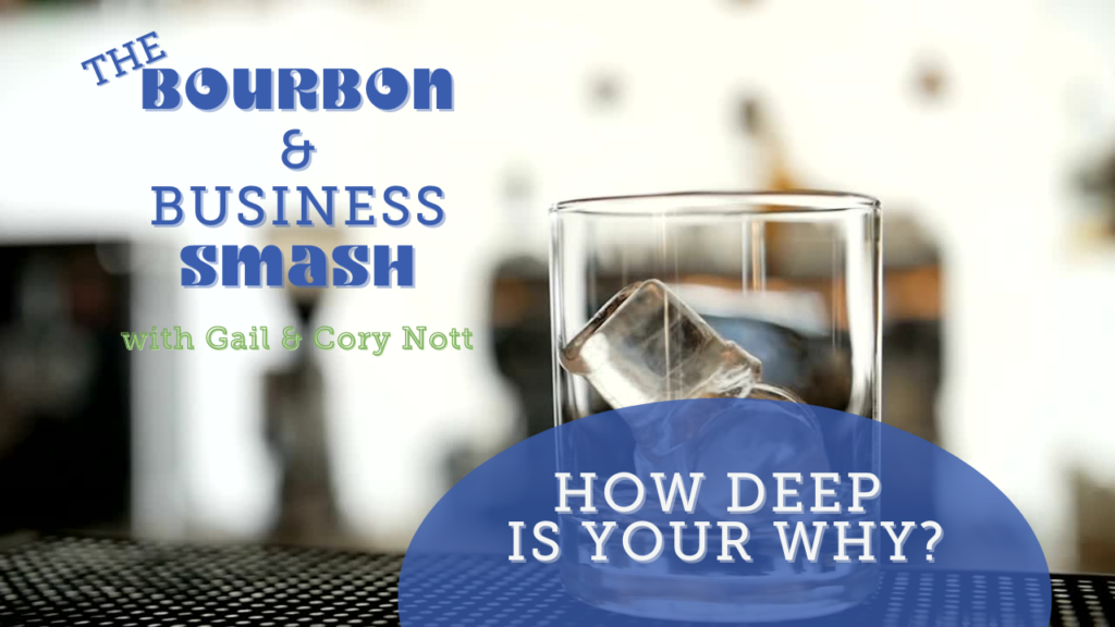 A glass of Bourbon with Logo Text of Bourbon and Business Smash